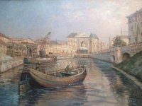 Barconi in darsena  Olio su MDF - 70 x 50